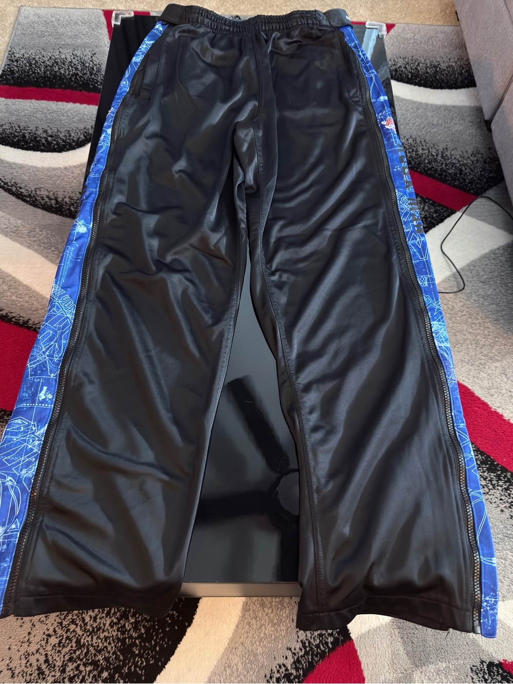 Men's Zipway Black New York Knicks Track Pants with Blue Side Panels